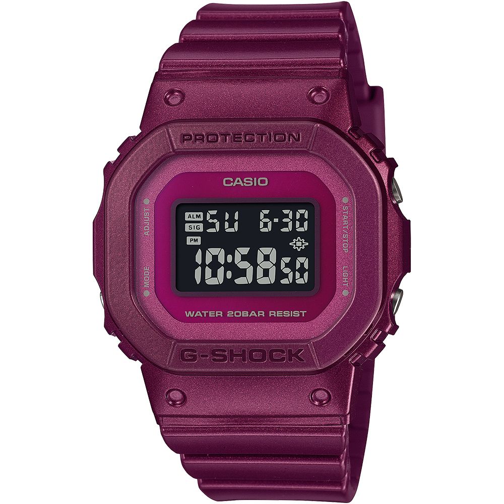 CASIO 卡西歐  G-SHOCK 非凡洋紅金屬光澤方形計時錶/GMD-S5600RB-4