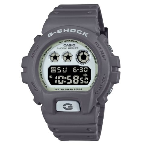 CASIO 卡西歐 G-SHOCK 黑暗空間 散發光芒 酷炫設計電子錶款 灰 DW-6900HD-8_50mm