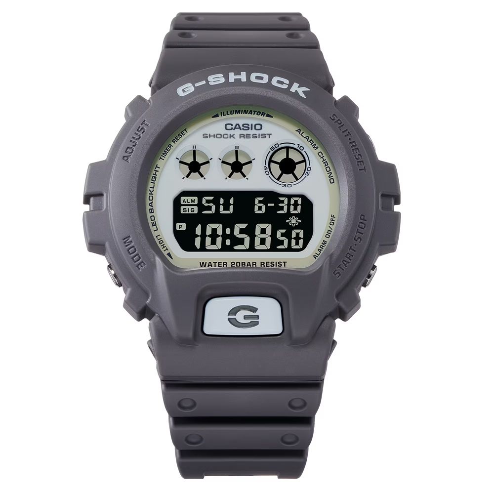 CASIO 卡西歐 G-SHOCK 黑暗空間 散發光芒 酷炫設計電子錶款 灰 DW-6900HD-8_50mm