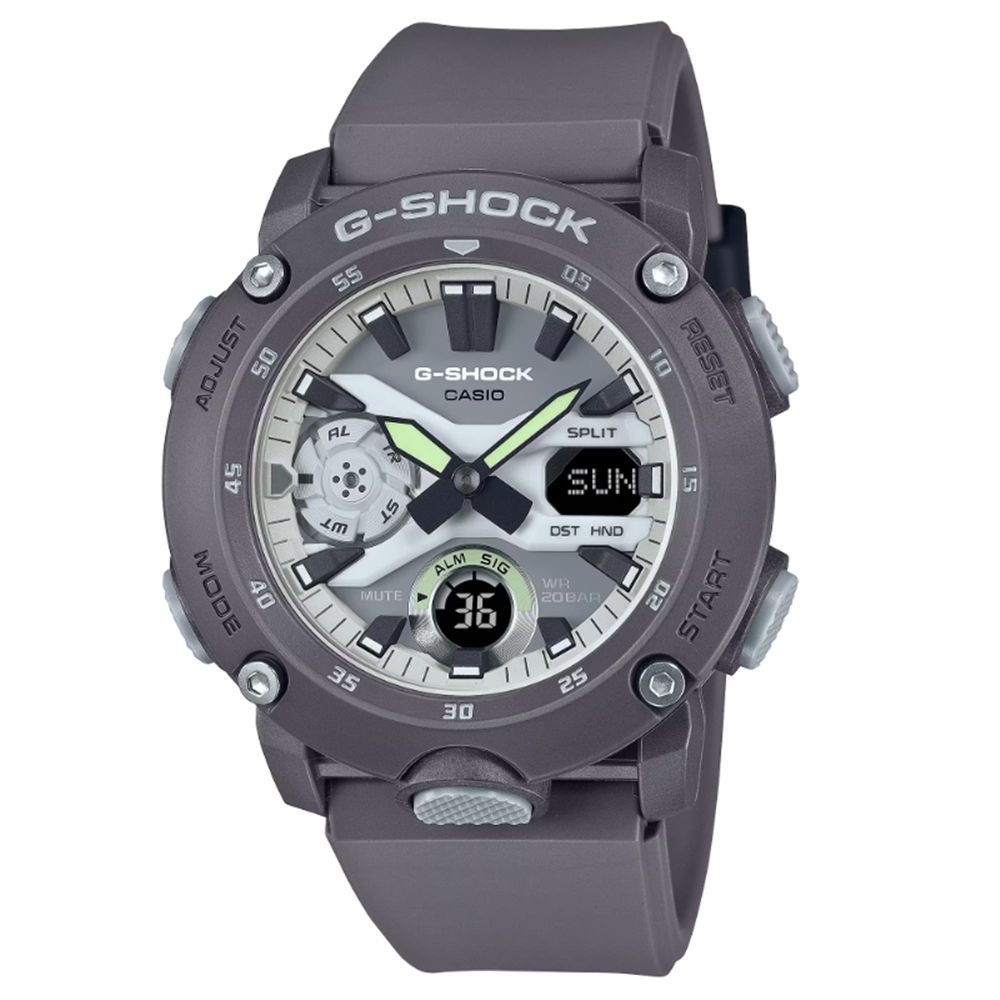 CASIO 卡西歐 G-SHOCK 黑暗空間 散發光芒 酷炫設計雙顯錶款 灰 GA-2000HD-8A_47mm