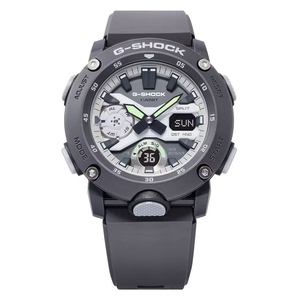 CASIO 卡西歐 G-SHOCK 黑暗空間 散發光芒 酷炫設計雙顯錶款 灰 GA-2000HD-8A_47mm