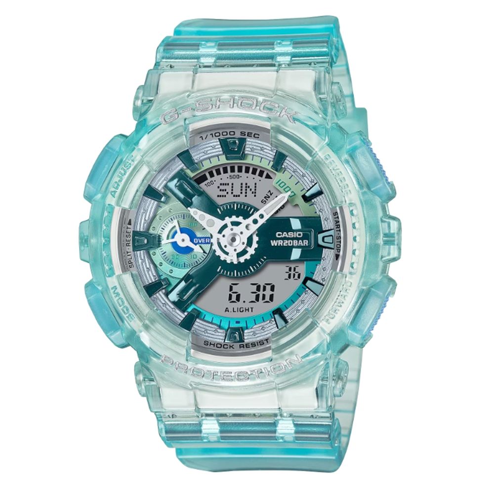 CASIO 卡西歐 G-SHOCK 未來科幻 虛擬世界雙顯錶款 半透明綠 GMA-S110VW-2A_45.9mm