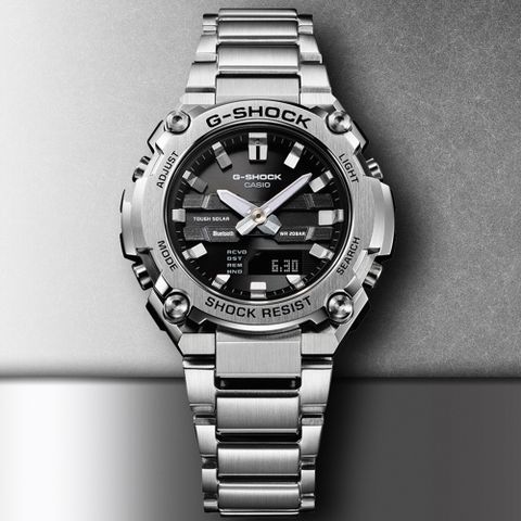 CASIO卡西歐 G-SHOCK 太陽能x藍牙連線 經典耐衝擊雙顯腕錶 禮物推薦 畢業禮物 GST-B600D-1A