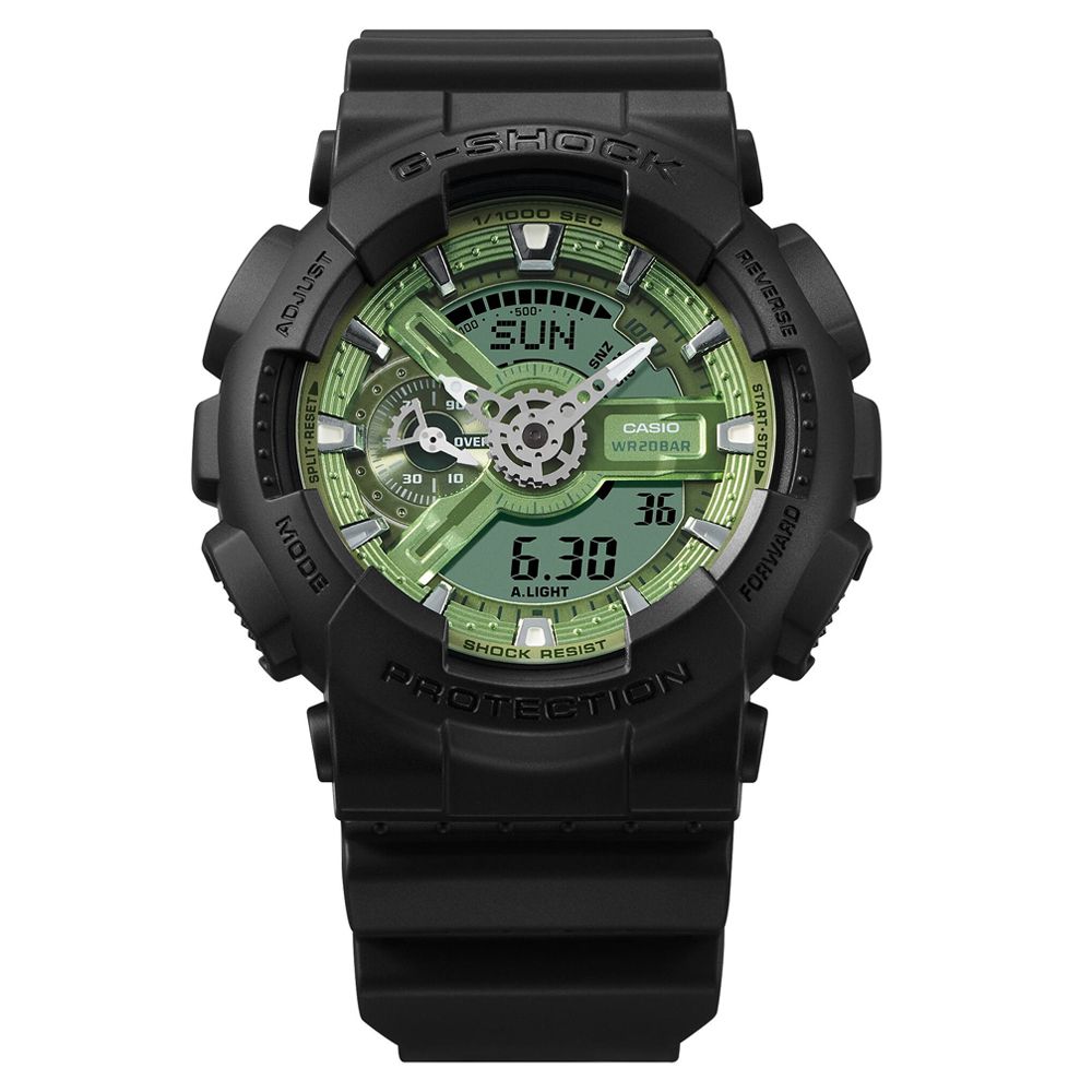 CASIO 卡西歐   G-SHOCK 街頭質樸風格 酷炫設計 大錶殼雙顯錶-綠色 GA-110CD-1A3