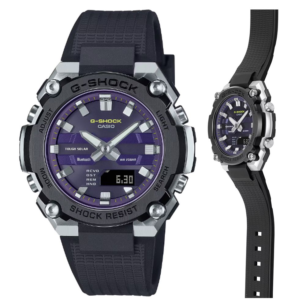 CASIO 卡西歐   G-SHOCK G-STEEL 纖薄 太陽能智慧藍芽雙顯錶-藍 GST-B600A-1A6