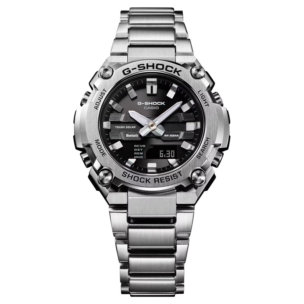 CASIO 卡西歐   G-SHOCK G-STEEL 纖薄 太陽能智慧藍芽雙顯錶-銀 GST-B600D-1A