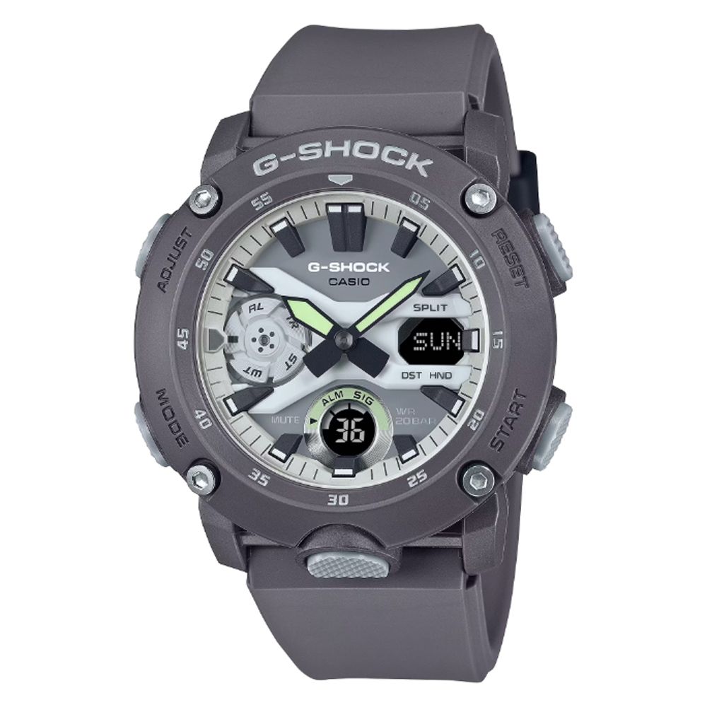 CASIO 卡西歐   G-SHOCK 黑暗空間發光 霧面深灰圓殼雙顯錶 GA-2000HD-8A 防水200米