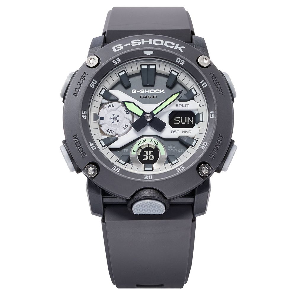 CASIO 卡西歐   G-SHOCK 黑暗空間發光 霧面深灰圓殼雙顯錶 GA-2000HD-8A 防水200米