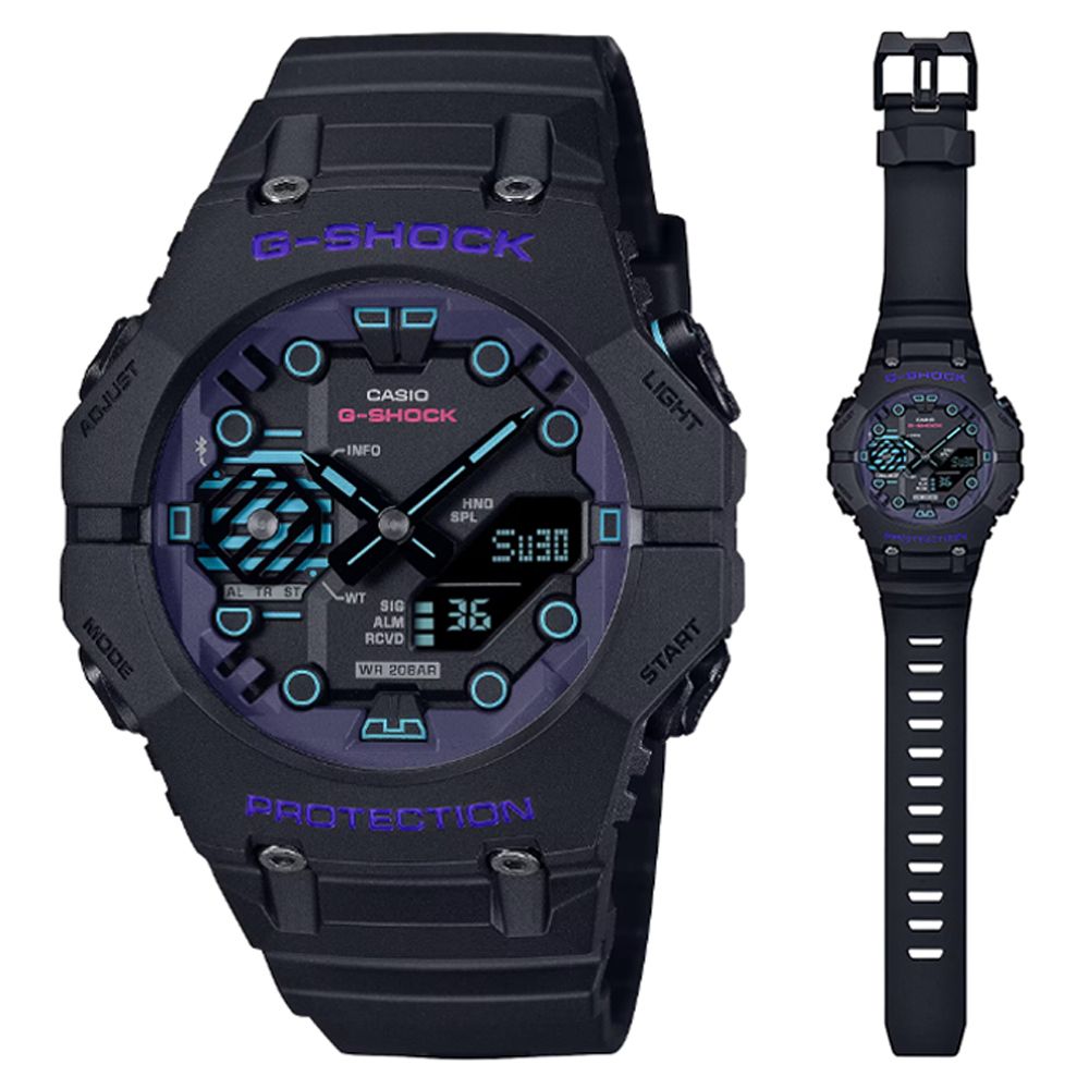 CASIO 卡西歐   G-SHOCK 網路空間 科幻宇宙 智慧藍芽連結雙顯錶-黑 GA-B001CBR-1A 防水200米