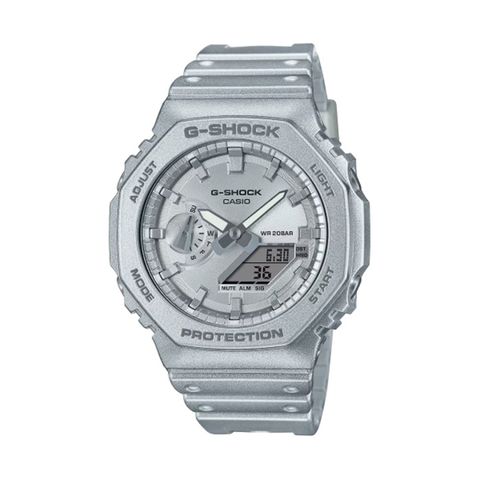 【CASIO G-SHOCK】Forgotten Future八角金屬色系運動雙顯腕錶-銀白色/GA-2100FF-8A/台灣總代理公司貨享一年保固