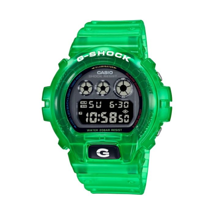  【CASIO G-SHOCK】螢光透明色系數位運動腕錶-浩克綠/DW-6900JT-3/台灣總代理公司貨享一年保固