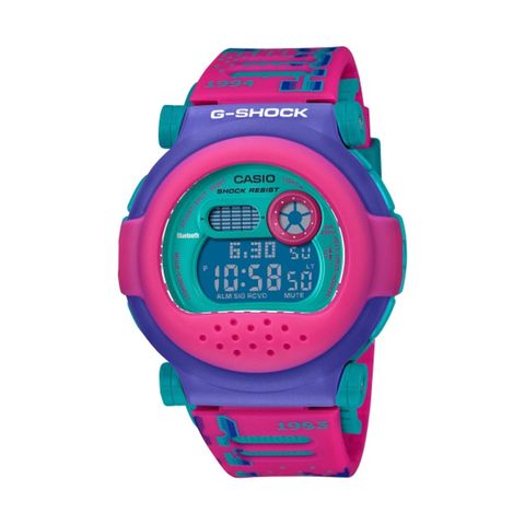 【CASIO G-SHOCK】復古俏皮撞色可拆換運動電子腕錶-粉X藍款/G-B001RG-4/台灣總代理公司貨享一年保固