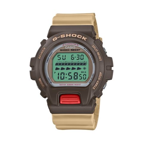 【CASIO G-SHOCK】經典復古色彩雙顯休閒運動腕錶-可可棕/DW-6600PC-5/台灣總代理公司貨享一年保固