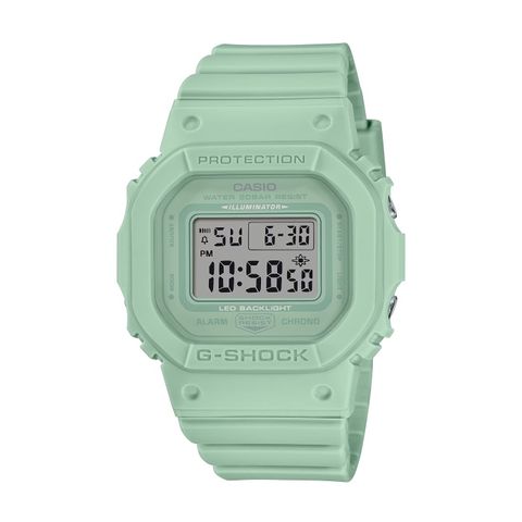 【CASIO G-SHOCK】簡約經典純色系休閒運動腕錶-蘋果綠/GMD-S5600BA-3/台灣總代理公司貨享一年保固