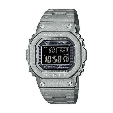 【CASIO G-SHOCK】40周年RECRYSTALLIZED系列全金屬方形電子腕錶-磨砂銀/GMW-B5000PS-1/台灣總代理公司貨享一年保固