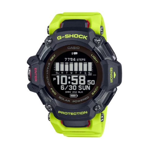 【CASIO G-SHOCK】G-SQUAD系列進階運動腕錶-螢光綠/GBD-H2000-1A9/台灣總代理公司貨享一年保固