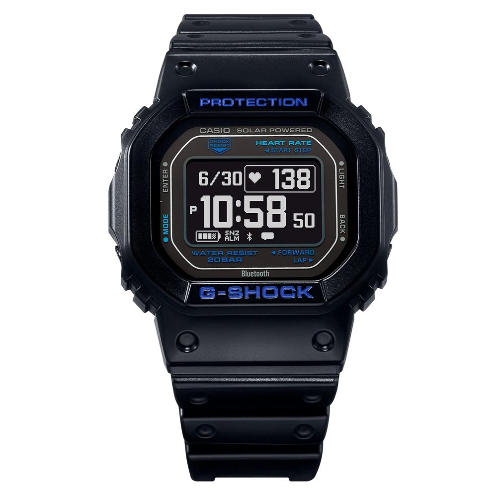 CASIO 卡西歐】G-SHOCK 心率偵測太陽能電力黑經典方型運動系列DW-H5600