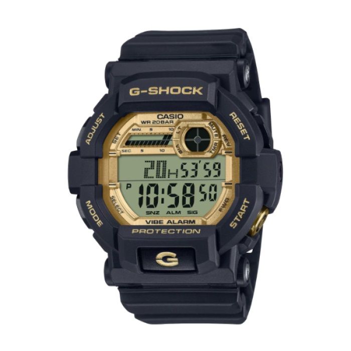  【CASIO G-SHOCK】經典黑金配色休閒電子腕錶-消光黑/GD-350GB-1/台灣總代理公司貨享一年保固