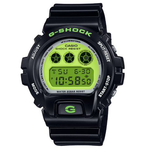 CASIO 卡西歐 G-SHOCK 經典系列 運動電子錶 萊姆綠X黑 DW-6900RCS-1_50mm