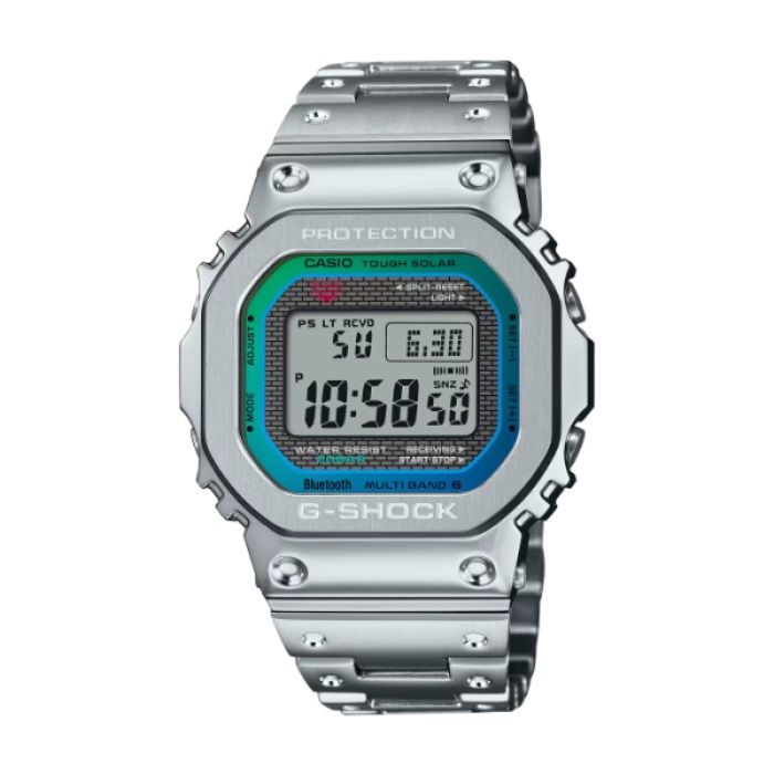  【CASIO G-SHOCK】全金屬漸層色感方形電子腕錶-鋼鐵銀/GMW-B5000PC-1/台灣總代理公司貨享一年保固