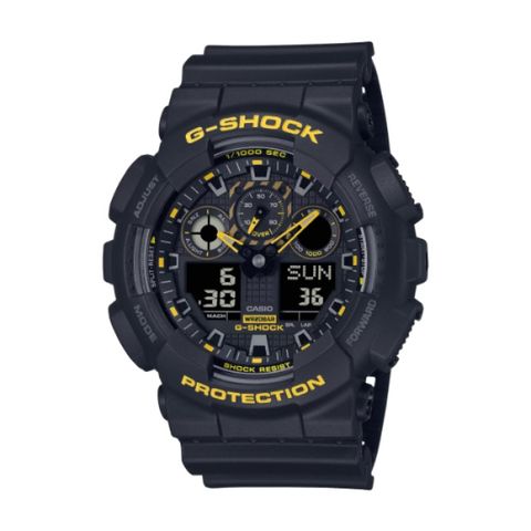 【CASIO G-SHOCK】Caution Yellow系列雙顯休閒時尚腕錶-黃黑款/GA-100CY-1A/台灣總代理公司貨享一年保固