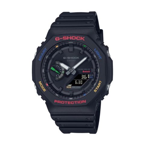 【CASIO G-SHOCK】繽紛色彩派對風格八角雙顯時尚腕錶-經典黑/GA-B2100FC-1A/台灣總代理公司貨享一年保固