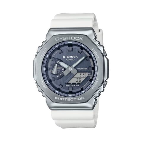 【CASIO G-SHOCK】2023季節系列八角雙顯休閒運動腕錶-溫柔銀/GM-2100WS-7A/台灣總代理公司貨享一年保固