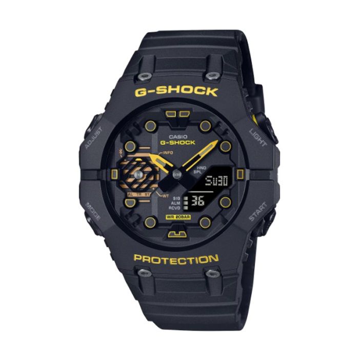  【CASIO G-SHOCK】Caution Yellow系列藍牙雙顯時尚腕錶-黃黑款/GA-B001CY-1A/台灣總代理公司貨享一年保固