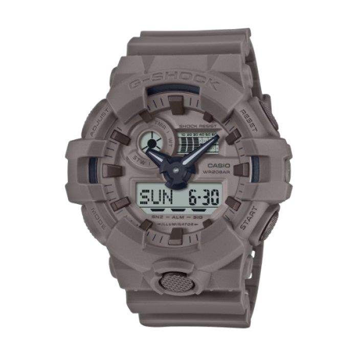  【CASIO G-SHOCK】礦物色調霧感運動雙顯腕錶-砂土棕/GA-700NC-5A/台灣總代理公司貨享一年保固