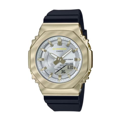 【CASIO G-SHOCK】光影波紋復古金屬感八角時尚腕錶-柔雅金/GM-S2100BC-1A/台灣總代理公司貨享一年保固