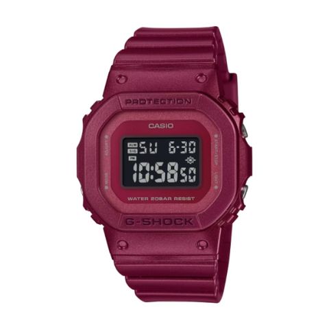 【CASIO G-SHOCK】古典光澤金屬質感方形電子時尚腕錶-酒紅色/GMD-S5600RB-4/台灣總代理公司貨享一年保固