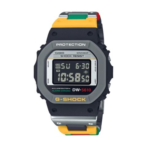 【CASIO G-SHOCK】復古錄音帶風格方形數位運動腕錶-拼接色/DW-5610MT-1/台灣總代理公司貨享一年保固