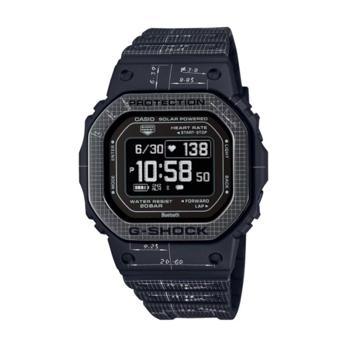  【CASIO G-SHOCK】G-SQUAD系列可替換式方形多功能腕錶-槍黑款/DW-H5600EX-1