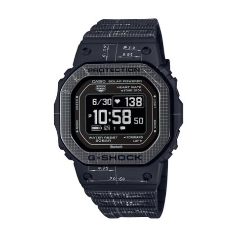 【CASIO G-SHOCK】G-SQUAD系列可替換式方形多功能腕錶-槍黑款/DW-H5600EX-1