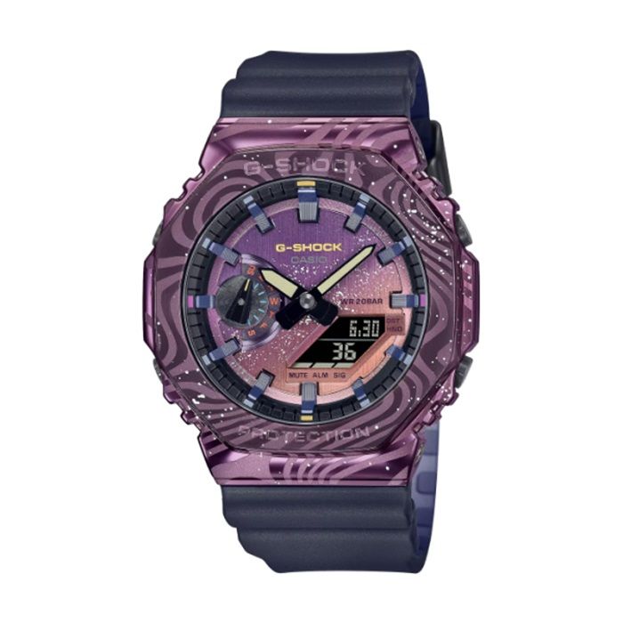  【CASIO G-SHOCK】銀河系列八角雙顯休閒運動腕錶-神秘紫/GM-2100MWG-1A/台灣總代理公司貨享一年保固