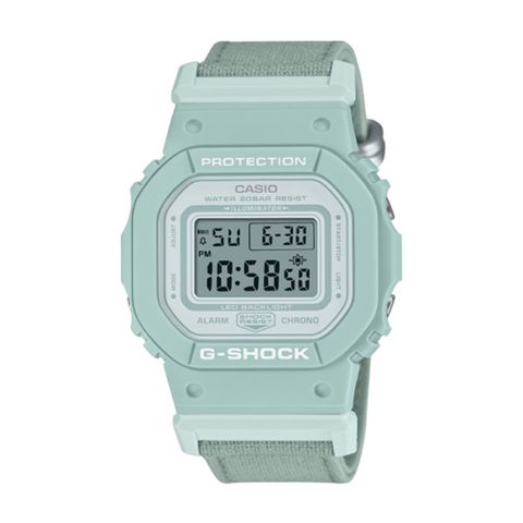 CASIO G-SHOCK】親巧柔和色調布質方形電子腕錶-湖水綠/GMD-S5600CT-3/台灣總代理公司貨享一年保固