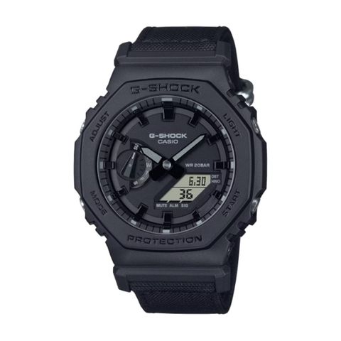 【CASIO G-SHOCK】街頭風格八角電子腕錶-霧黑款/GA-2100BCE-1A/台灣總代理公司貨享一年保固