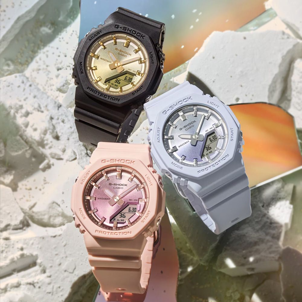 CASIO 卡西歐   G-SHOCK WOMEN 夏季日落精巧 八角形雙顯錶-藍 GMA-P2100SG-2A