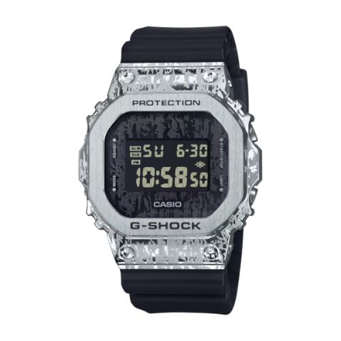 【CASIO G-SHOCK】頹廢搖滾風方形電子腕錶-油漬銀/GM-5600CL-3/台灣總代理公司貨享一年保固