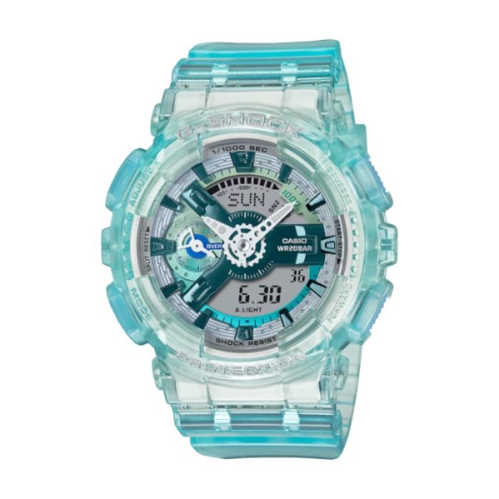  【CASIO G-SHOCK】虛擬科幻系列透明雙顯運動腕錶-冰河綠/GMA-S110VW-2A/台灣總代理公司貨享一年保固