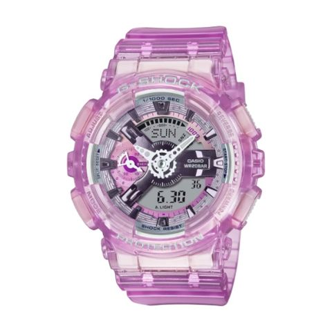 【CASIO G-SHOCK】虛擬科幻系列透明雙顯運動腕錶-絢麗紫/GMA-S110VW-6A