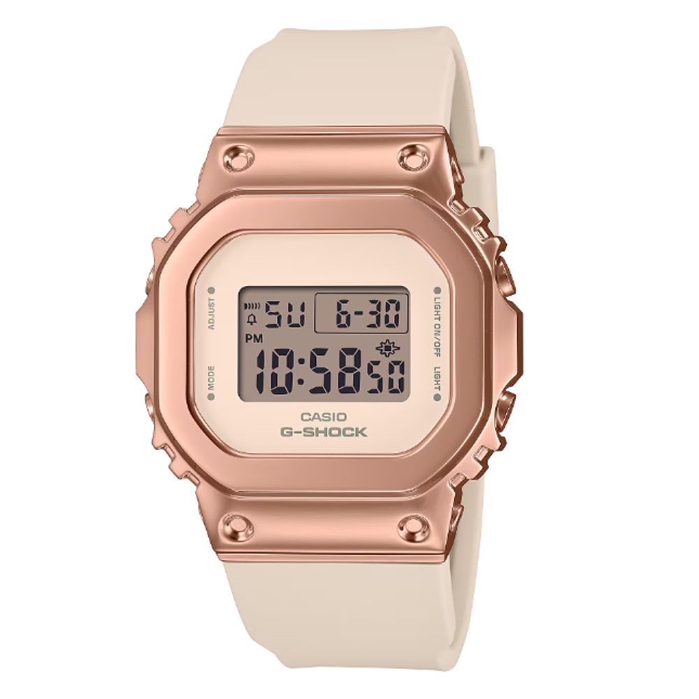 CASIO 卡西歐   G-SHOCK WOMEN 金屬光澤 高雅玫瑰金方形電子錶 GM-S5600UPG-4