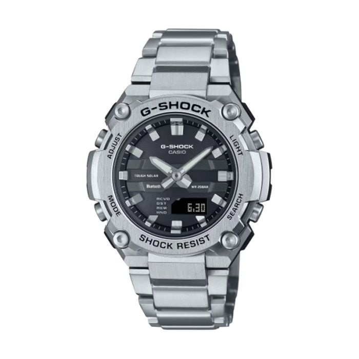  【CASIO G-SHOCK】G-STEEL系列超纖薄不鏽鋼腕錶-金屬銀/GST-B600D-1A/台灣總代理公司貨享一年保固