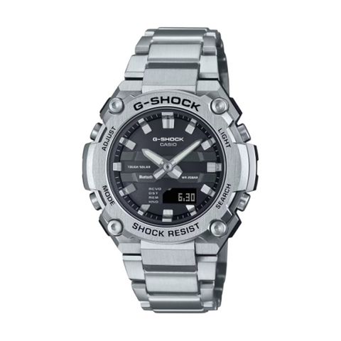 【CASIO G-SHOCK】G-STEEL系列超纖薄不鏽鋼腕錶-金屬銀/GST-B600D-1A/台灣總代理公司貨享一年保固