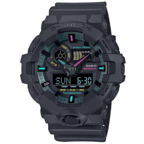▶新款到貨◀CASIO卡西歐 G-SHOCK 時尚螢光色彩 雙顯腕錶 禮物推薦 畢業禮物GA-700MF-1A