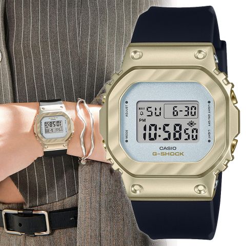 送降溫冰涼貼，送完為止CASIO G-SHOCK 金屬時尚經典方形計時錶/香檳金/GM-S5600BC-1