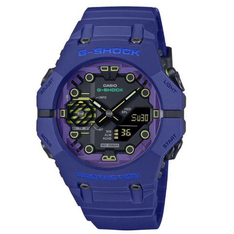 CASIO 卡西歐 G-SHOCK 藍牙連線 科幻宇宙雙顯腕錶 藍 GA-B001CBR-2A_46mm