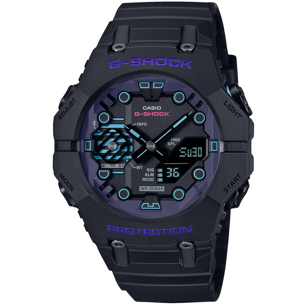 CASIO 卡西歐 G-SHOCK 科幻世界藍牙連線耐衝擊雙顯腕錶/黑x藍刻度(GA-B001CBR-1A)