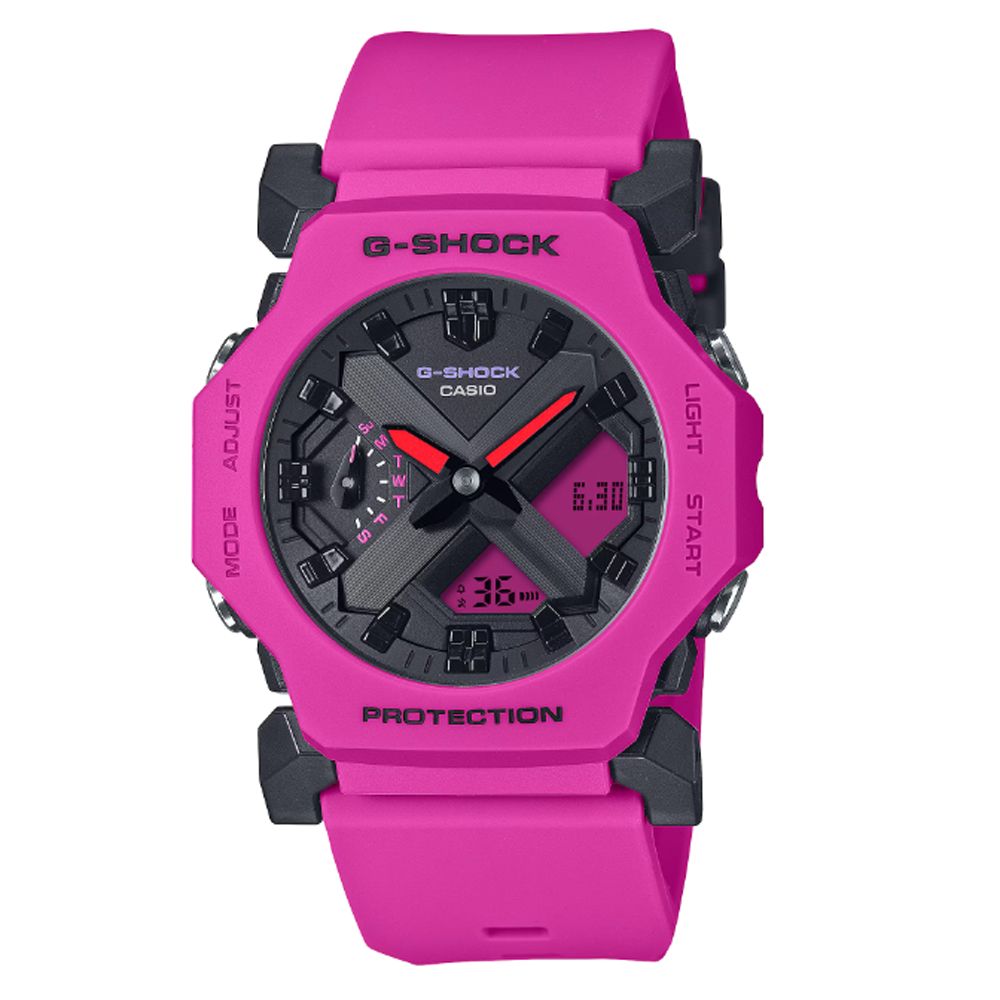 CASIO 卡西歐   G-SHOCK 未來時尚 小巧纖薄雙顯錶-亮粉 GA-2300-4A 防水200米