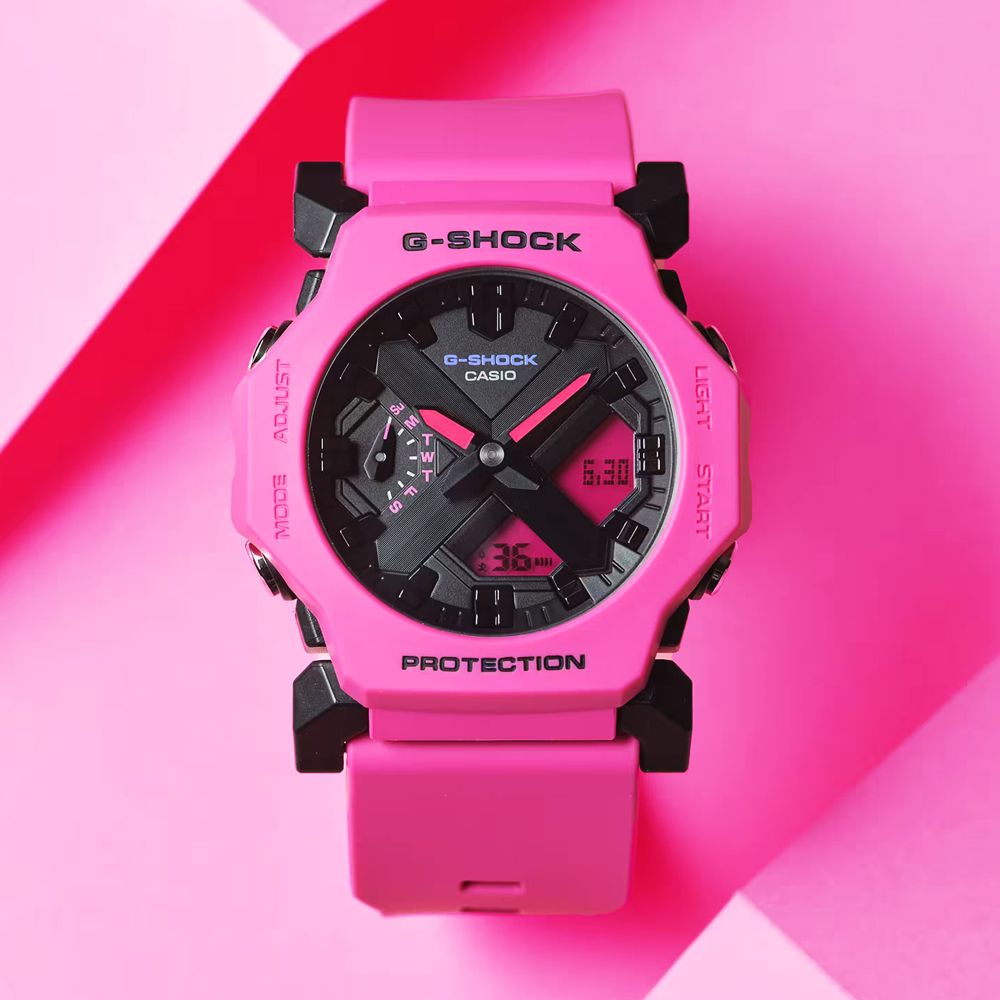 CASIO 卡西歐   G-SHOCK 未來時尚 小巧纖薄雙顯錶-亮粉 GA-2300-4A 防水200米